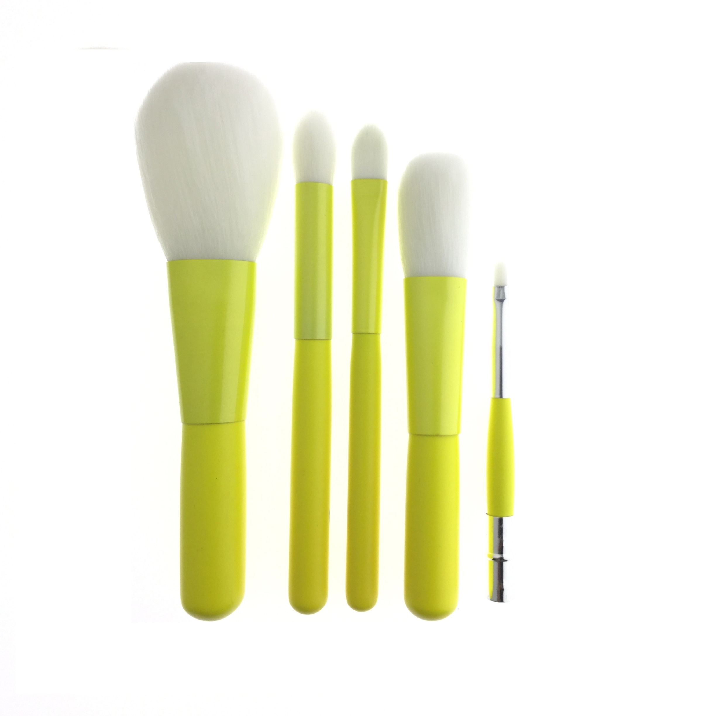Ensemble de 5 pinceaux de maquillage à manche jaune 
