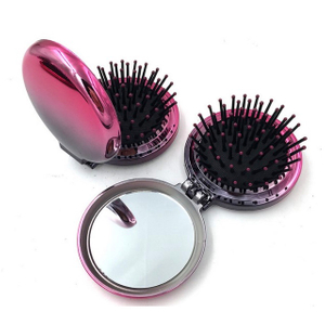 Brosse à cheveux avec miroir de maquillage rond 