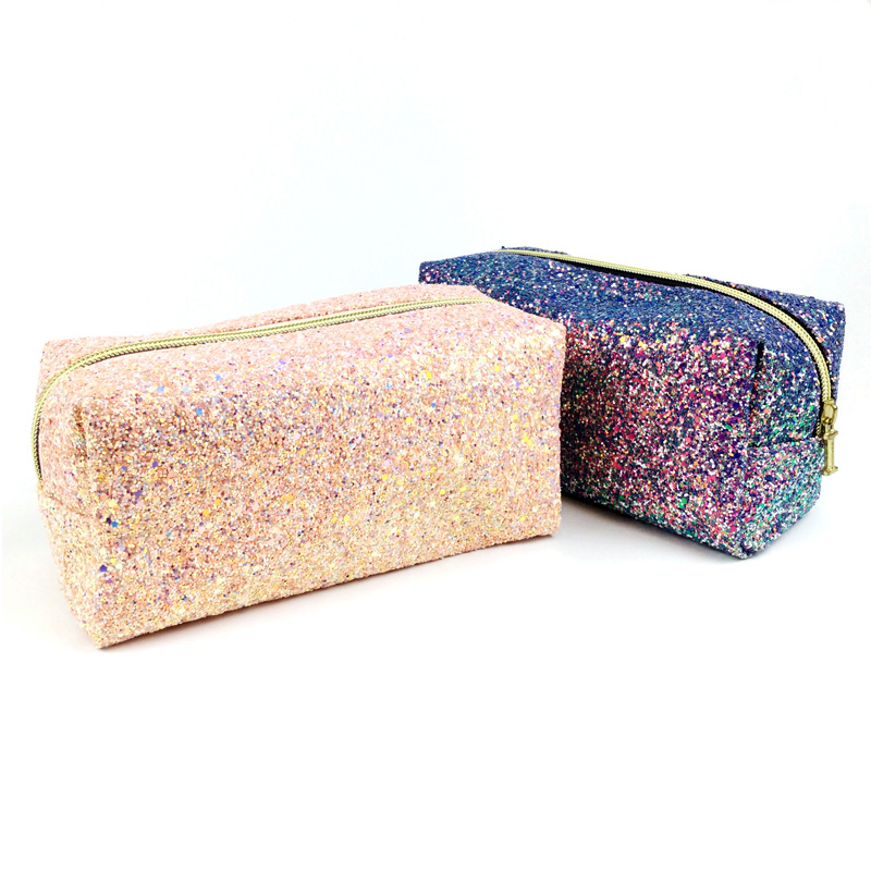 Étui de voyage pour sac à main à glissière avec pochette cosmétique brillante scintillante colorée