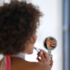 Miroir de maquillage portable vintage en acétate de cellulose