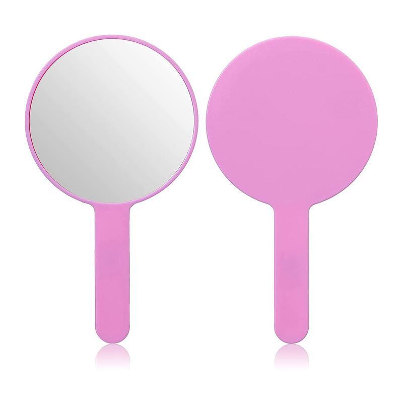 Miroir de poche rond décoratif rose