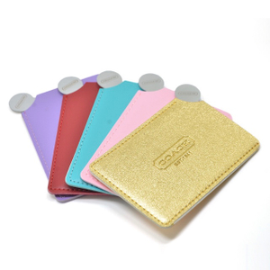 Mini miroir de poche en acier inoxydable avec couvercle en PU